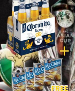Corona Beer ( 33cl ) Six - Pack With 4 Bags Of Mr Chips